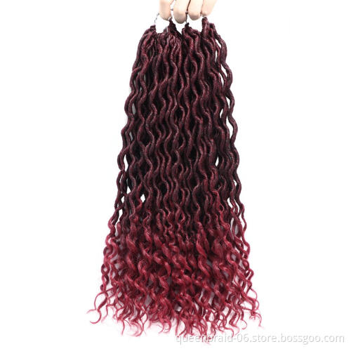 Curly Faux Locs Crochet Hair Deep Wave Braiding Hair With Curly Ends Crochet Goddess Locs Synthetic Braids Hair Extensions